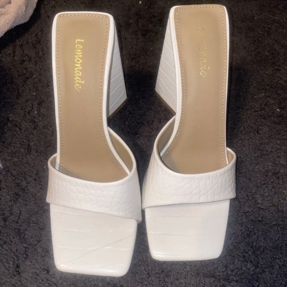 White Open Toe Mule